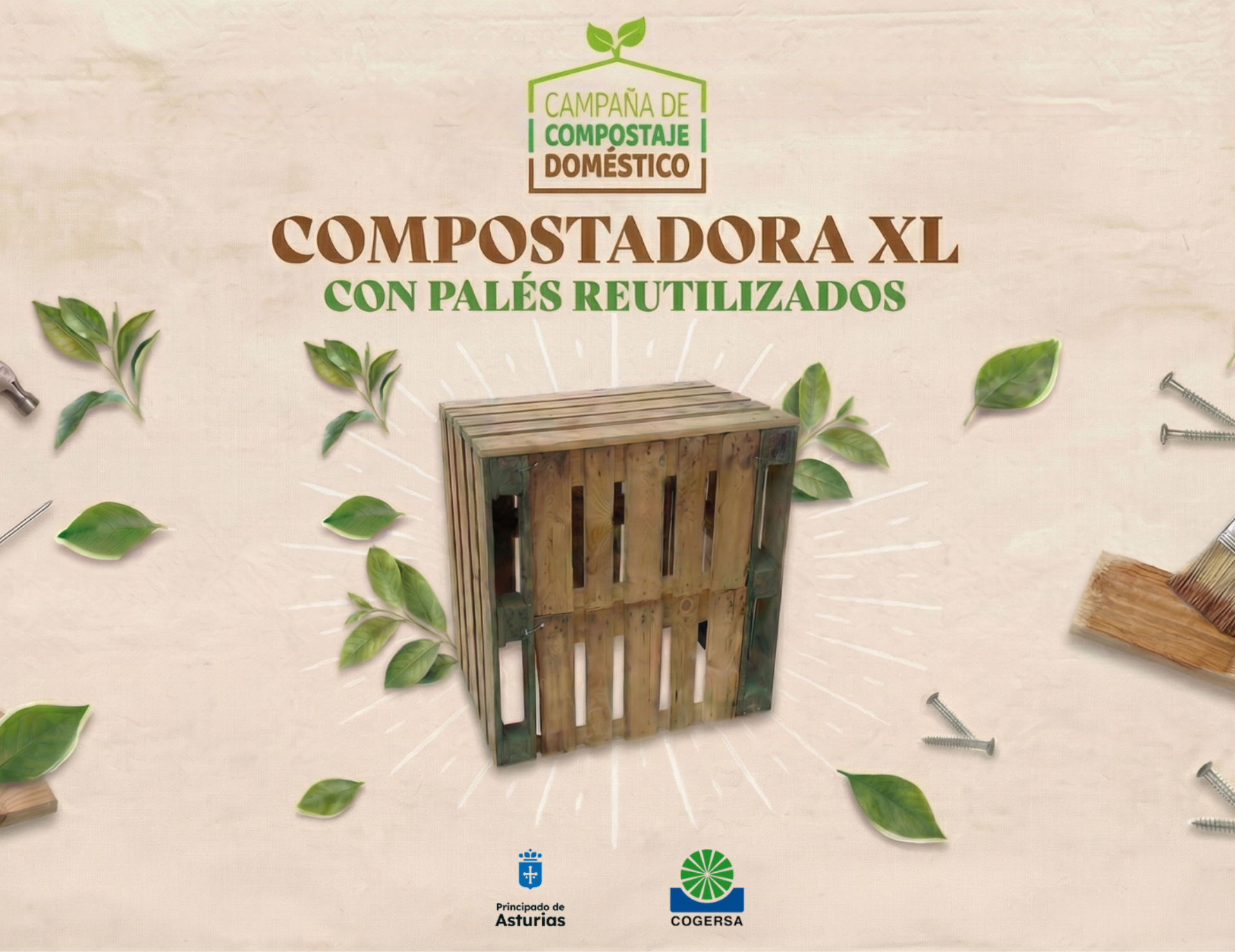 Compostadora XL con palés reutilizados